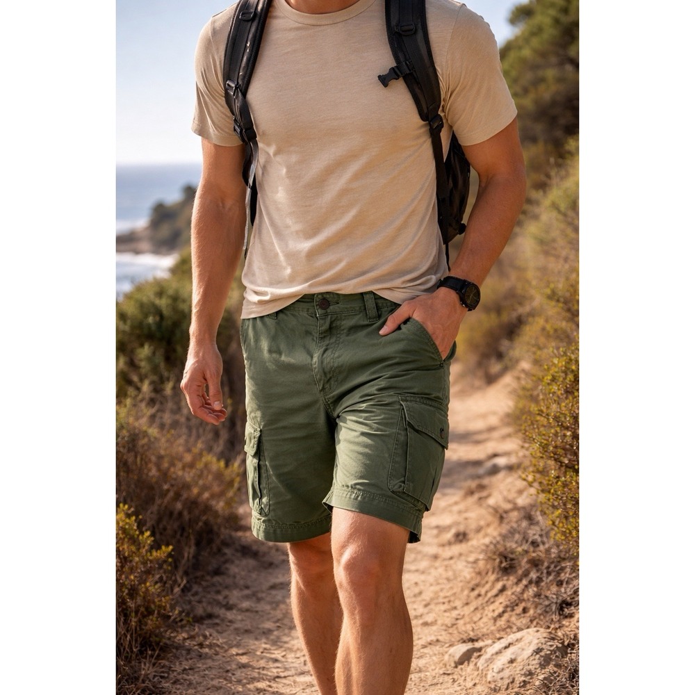 Columbia Mens 30 Green Cotton Cargo Hiking‎ Shorts Outdoor Utility Trail Casual